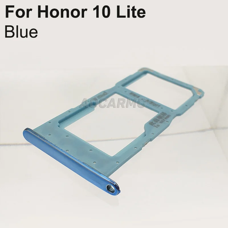 Синий Aocarmo SD MicroSD Holder Nano Sim Card Tray Slot For Huawei p smart() / Honor 10 lite POT-LX3 POT-LX1 POT-LX2J - Цвет: Синий