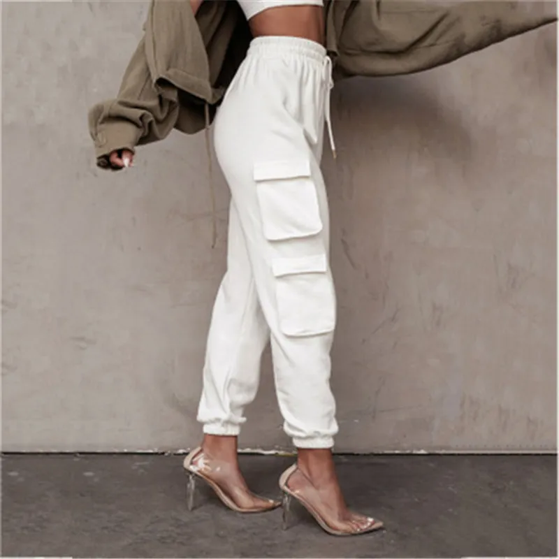 

2021 Fall Spring Vintage Patchwork Joggers Sweatpants Harajuku Woman Trousers Elastics High Waist Solid Color Pants