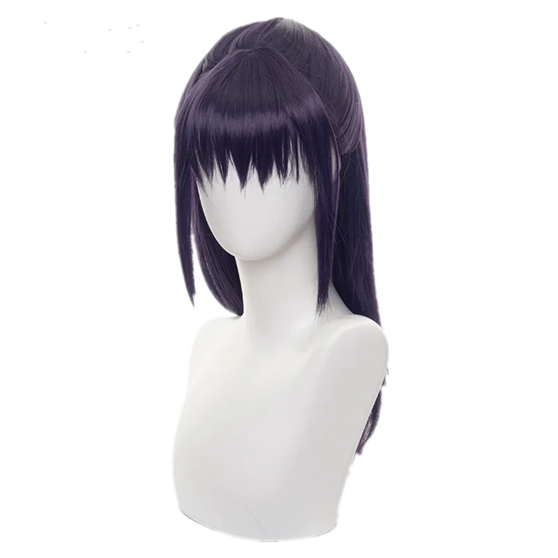 Anime Cosplay Costume Wig Jujutsu Kaisen Black and Purple Mixed Long Hair+Free White Bow Hair Accessories + Net |