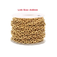 1meter gold tone stainless steel chains 46mm round circle oval link chain for diy jewelry necklaces making handmade findings
