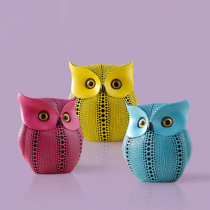 

Креативные украшения в виде совы, Европейские Художественные полимерные фигурки мультяшных животных, украшение для дома, гостиной, ТВ, каби...