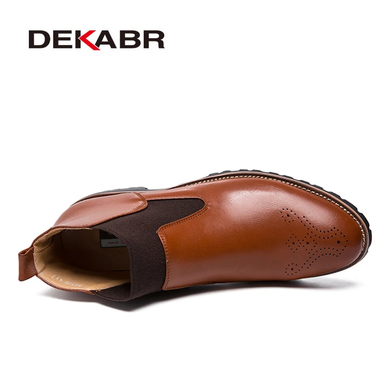 DEKABR/сезон осень-зима; ботильоны челси из натуральной кожи; Мужская обувь с мехом; теплые винтажные классические мужские повседневные ботинки в байкерском стиле