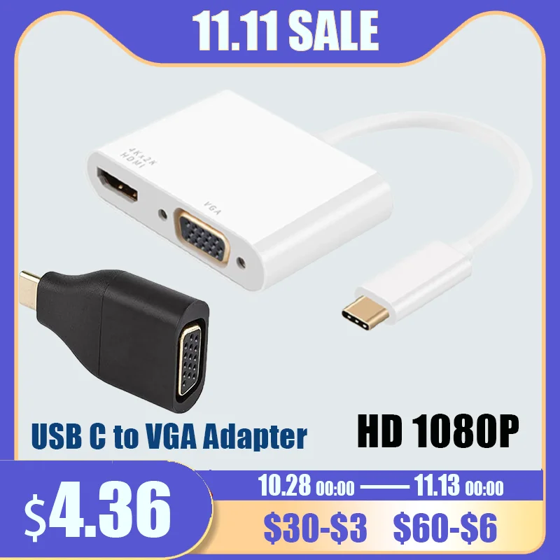

USB C to HDMI VGA Adapter Cable Creation USB Type C to HDMI 4K VGA Converter, Compatible with Apple MacBook Pro Macbook