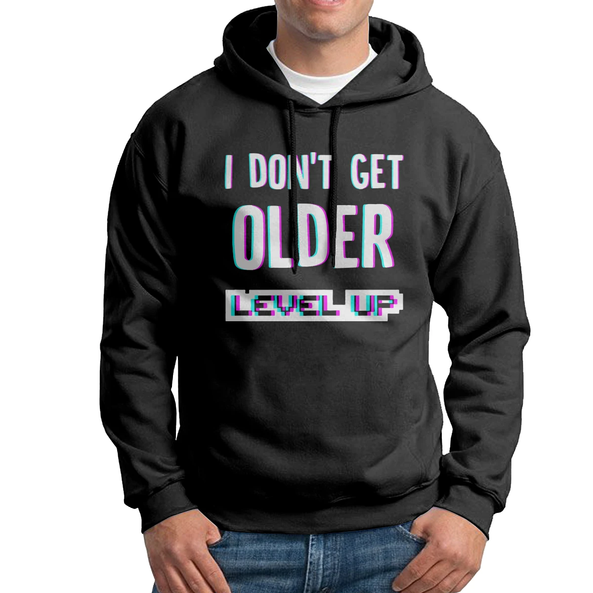 

Мужские толстовки с капюшоном I't Get Older I Level Up, винтажные толстовки из 100% хлопка, дизайнерская толстовка, рубашка