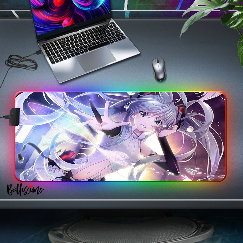 

Mouse Pad LED RGB Big XXL Gamer Anti-slip Rubber Pad Play Mats Gaming for RGB Keyboard Laptop Computer Anime Vocaloid Desk Mats