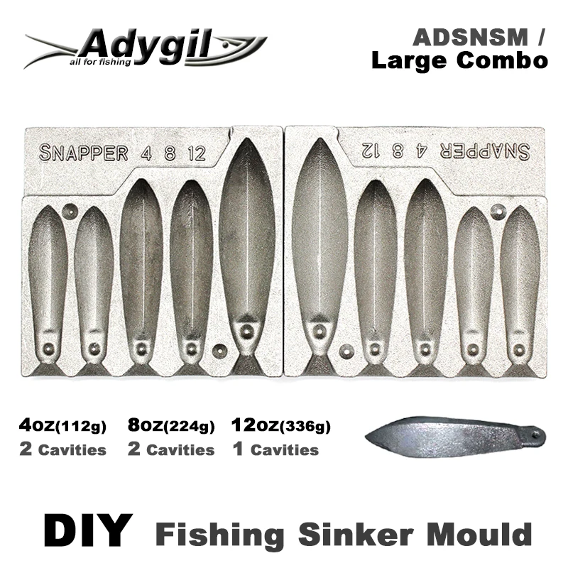 Adygil DIY Fishing Snapper Sinker Mould ADSNSM/Large Combo Snapper Sinker 112g 224g 336g 5 Cavities
