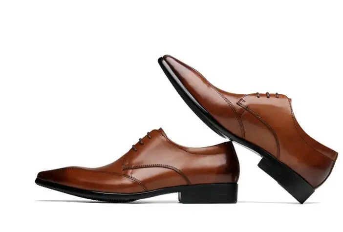 

2 colour Europe America Men pointed-toe handmade shoes fashion lace-up oxford for men Genuine leather party wedding shoes