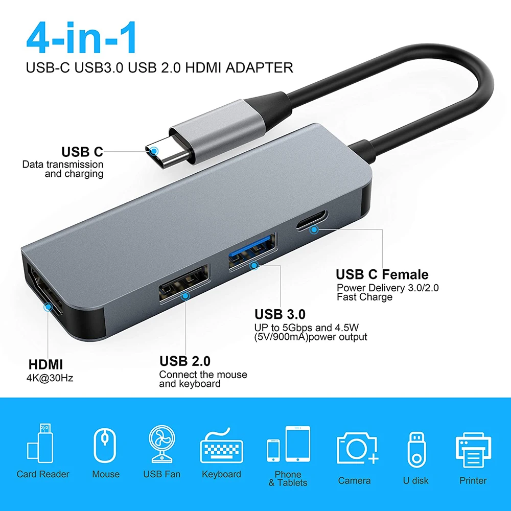 USB C концентратор для домашней работы Type адаптер с HDMI 4K 3 0 2 порты Nintendo Switch MacBook Pro 2020
