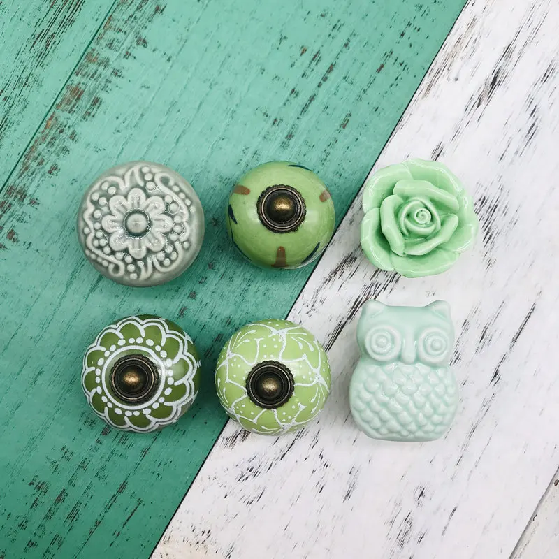 1 шт. винтажные керамические кухонные ручки с винтажным креплением|Ручки шкафа| |