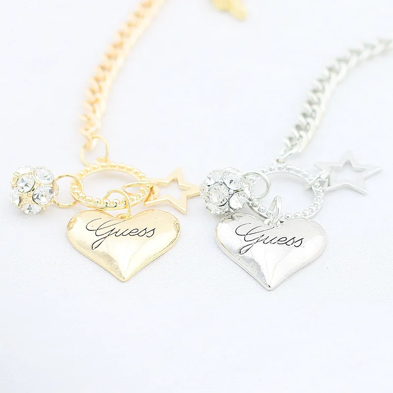 Jewelry Hot Sale Love Heart Charms Bracelets For Women Gold Silver Color Bileklik Bracelet&Bangle Jewelry New