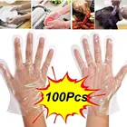 100 шт. пищевых прозрачных одноразовых перчаток, антипригарные, для улучшения гигиены, кухонные одноразовые перчатки, для пищевого обслуживания, прозрачные