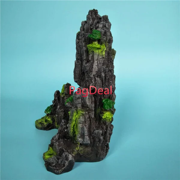 Горный вид из смолы L21CM * W12CM H23CM Аквариум Украшение для аквариума Орнамент Дерево