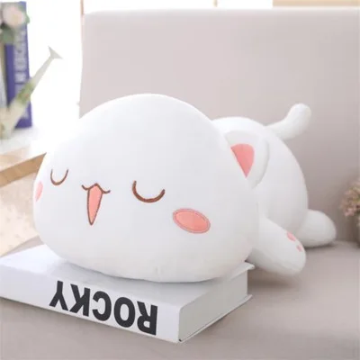 

New Creative Cute Gray Cat White Cat Plush Toy Doll Cartoon Lying Down Cat Pillow Child Sleeping Plush Toy Doll Pillow Ae047
