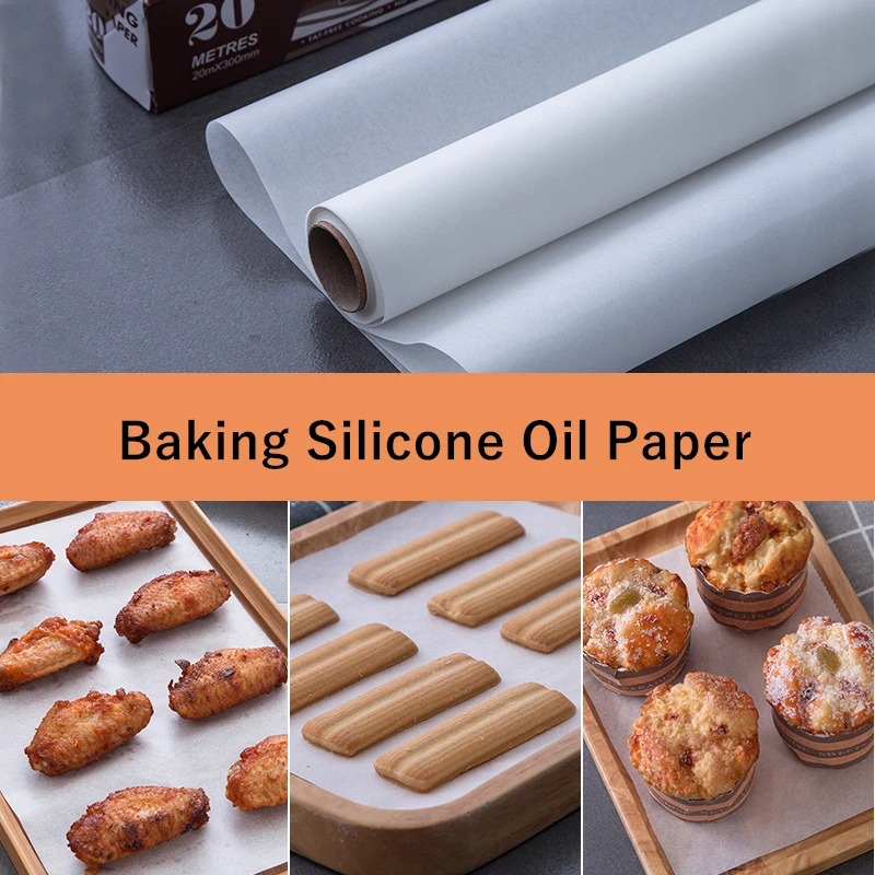 

5/10/30M Rectangle Food Baking Paper Barbecue Bread Biscuit Silicone Oil Paper Air Fryer Oven Non-stick Mat Kitchen Utensils