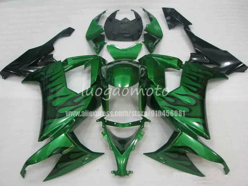 

Body kits Motorcycle green black fairings for Kawasaki Ninja 2008 2009 2010 2011 ABS bodywork 08 09 10 11 ZX 10R fairing kit