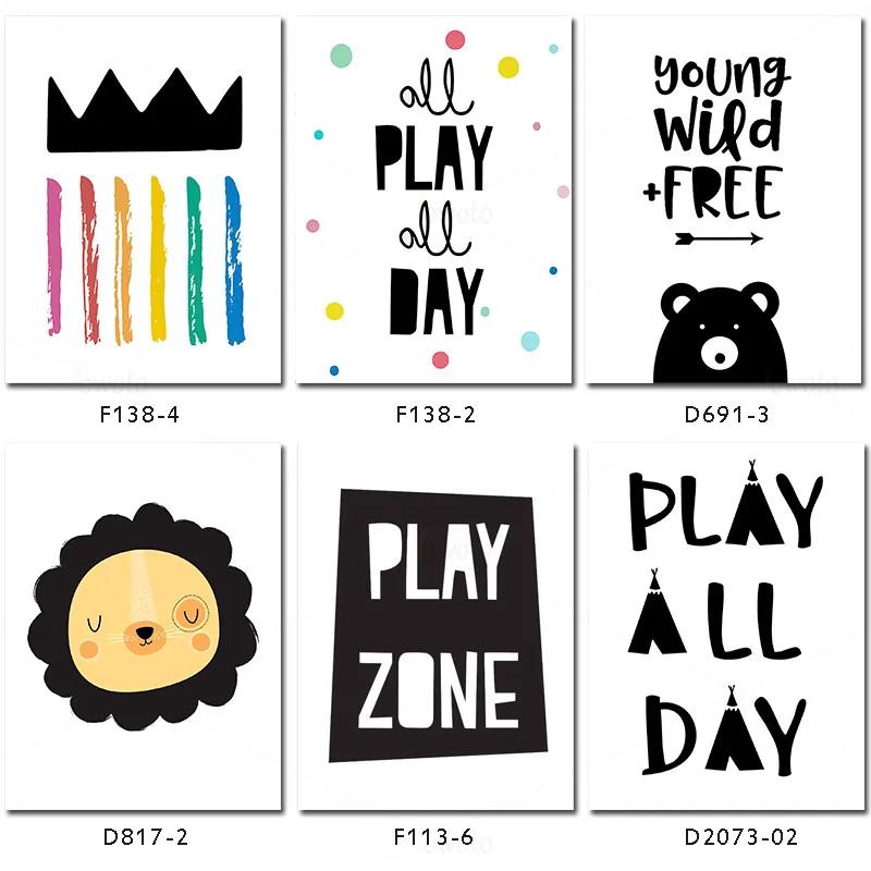 Плакаты и принты с черными цитатами мультяшная Картина на холсте детская