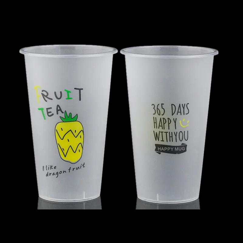 Матовые прозрачные одноразовые чашки для сока упаковка 500 мл желе пудинга