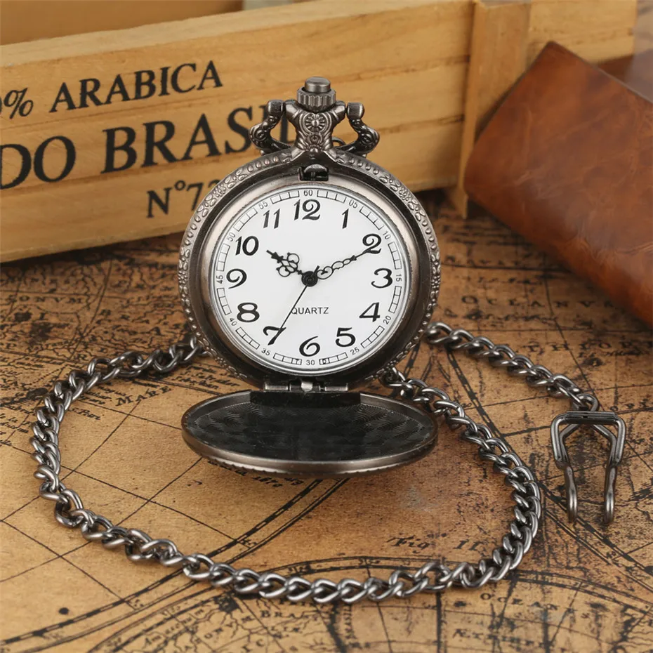 Souvenir Pendant Pocket Watch Firefighter Design Grey Retro Necklace Hanging Clock Antique Timepiece Gifts 30/80cm Chain | Наручные часы