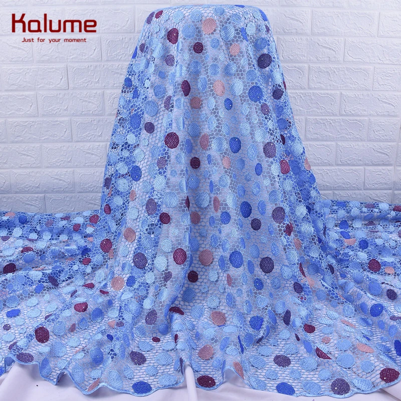 Калюме фиолетовый Африканский гипюровый шнур кружевная ткань с камнями