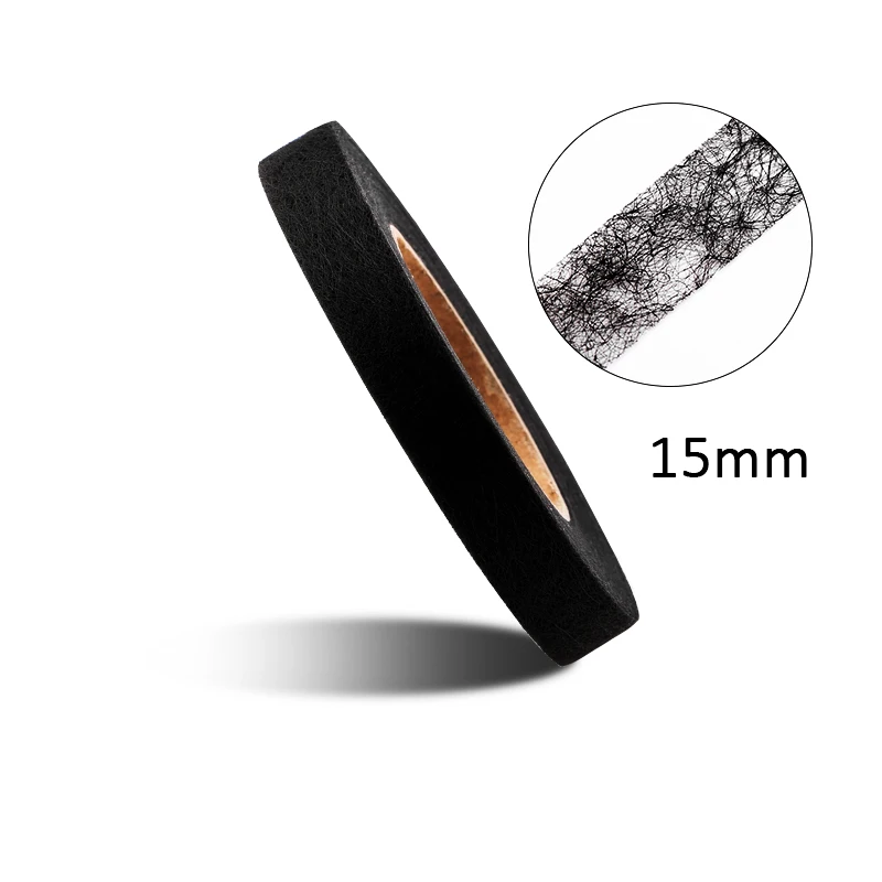 15mm black 70 ярдов белый/черный с двухсторонней клеющей поверхностью Ткань Нетканые Лоскутные прокладочные материалы железо на расплава Omentum DIY аксессуары для одежды - Цвет: 15mm black