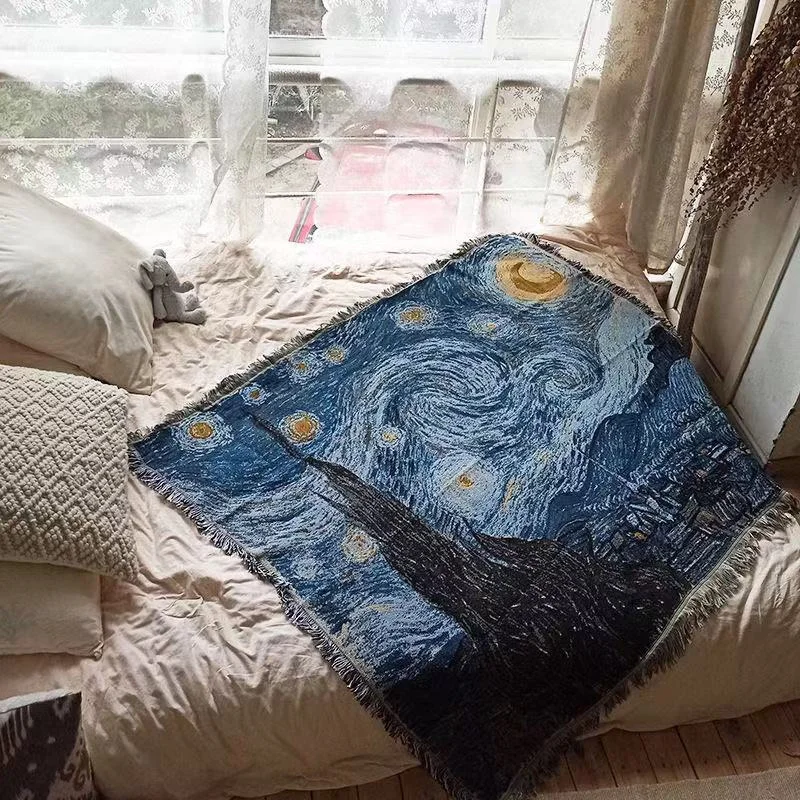 

nordic throw blanket blankets and throws Van Gogh Starry Sky tapestry rugs knitted throw blanket throw blanket for sofa Knitted