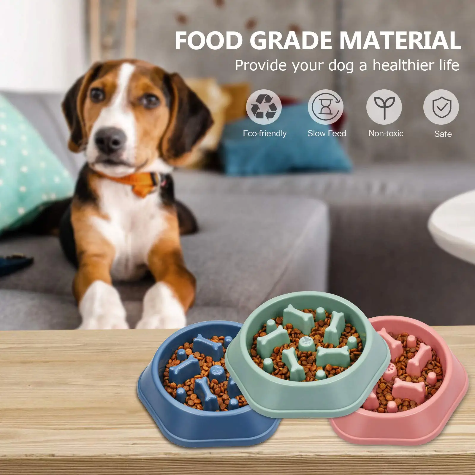 

New Pet Dog Bowl Slow Feeder Plastic Puppy Cat Food Plate Bowl Anti-swallowing Plate Feeding Dog Cat Food Bowl Supplies