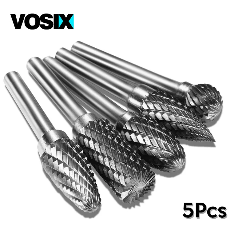 

5Pcs 1/4 Inch 6mm Head Tungsten Carbide Rotary Point Burr Milling Cutters Die Grinder Shank Set For The Mill