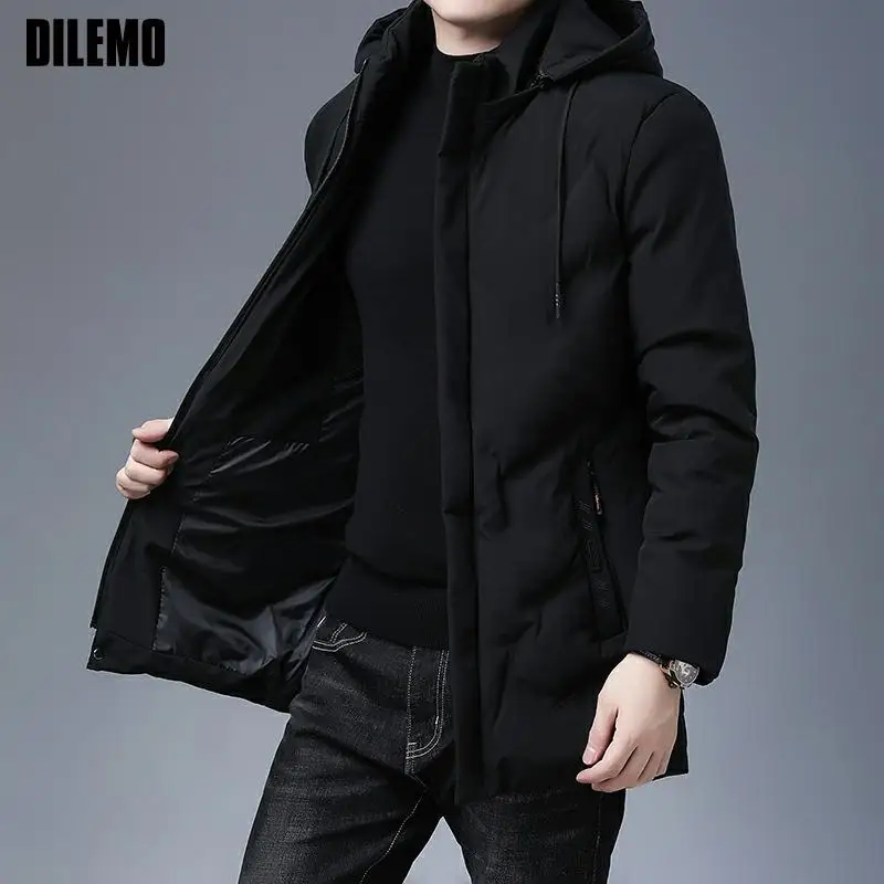 

Брендовая Повседневная модная утепленная мужская длинная парка зимняя куртка с капюшоном ветровка пальто высшего качества Мужская одежда ...