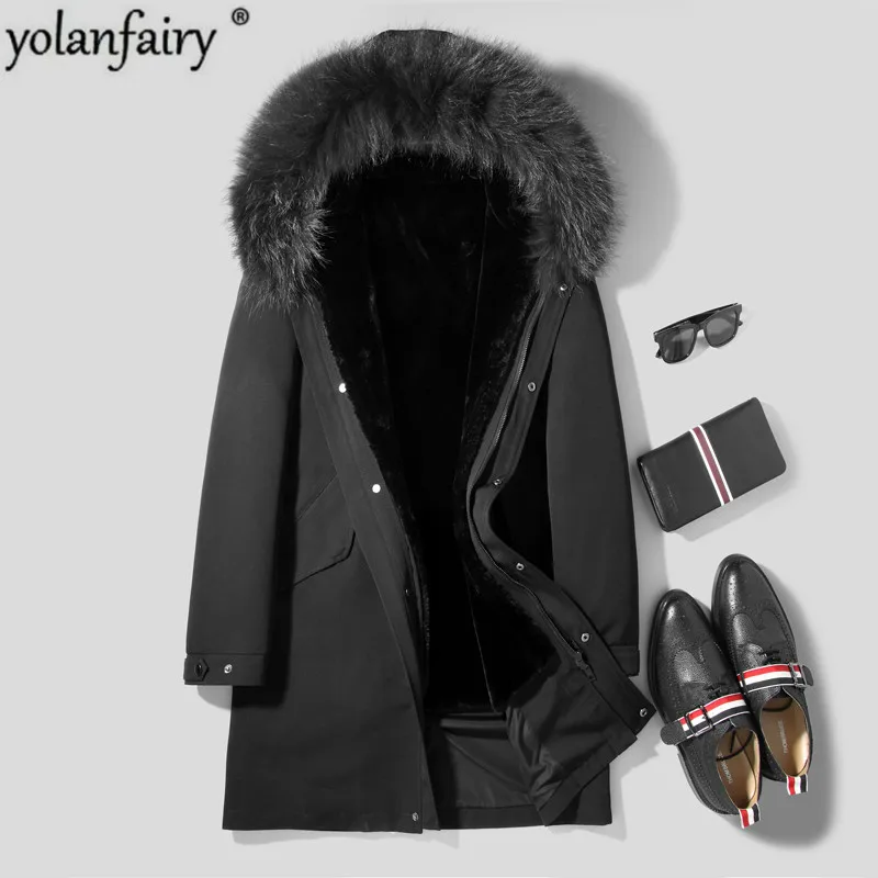 Мужская зимняя куртка с подкладкой из натурального меха енота и