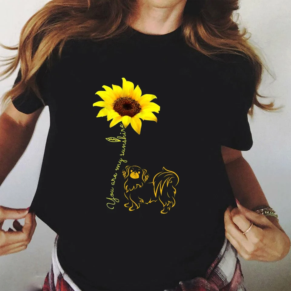 

Femme T Shirt Sunflower and Cat Print Summer Women T-shirts Harajuku Female T Shirt O Neck Tees Summer Clothes for Women 2020
