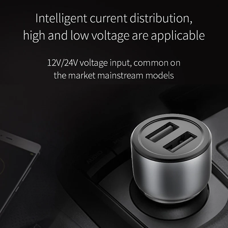 Автомобильное зарядное устройство DDPai с 2USB-портами QC3.0 быстрое металлический