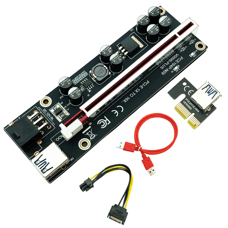 ver009s plus pci e pcie riser 009s 6 pin pci express карта riser molex usb 30 кабель 1x 16x