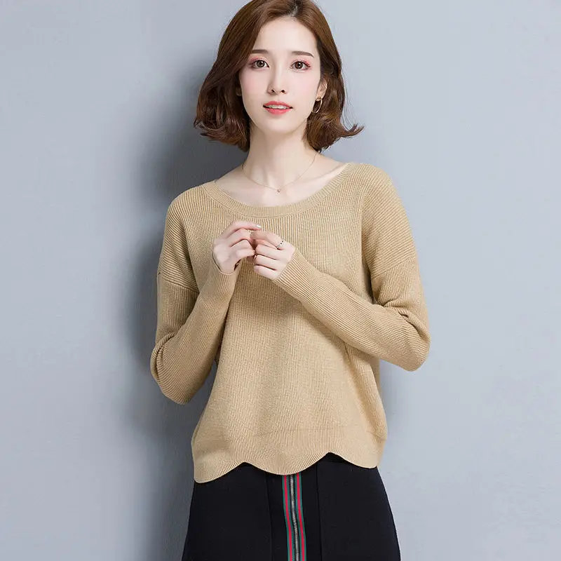 

Ladies Knitted Round Neck Sweater Women's Pullovers Knit Jumper Autumn Winter Basic Women Sweaters Soft Tops New Knitwear Y58