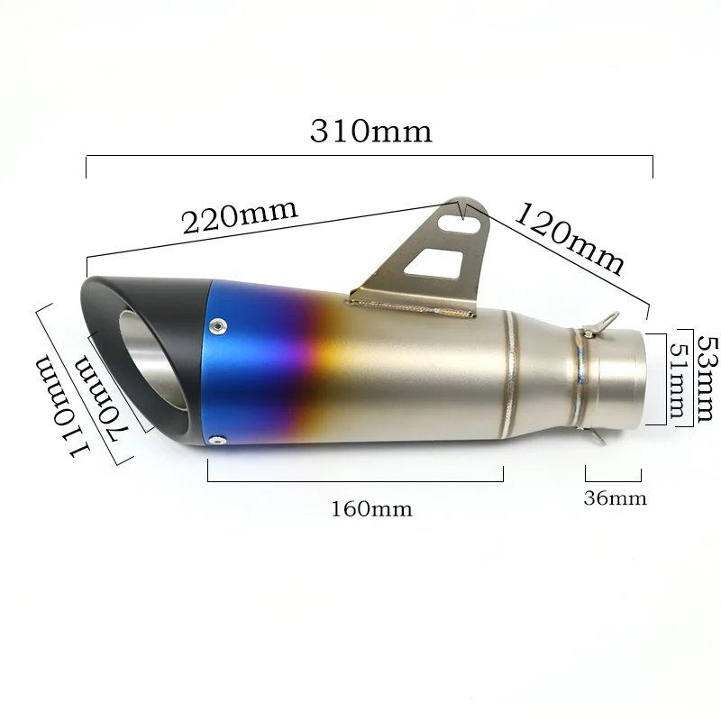 Silenciador GP de 51 mm para moto deportiva o pit bike