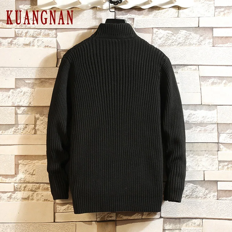 KUANGNAN Argyle вязанный зимний свитер мужской пальто пуловер и для мужчин зимние