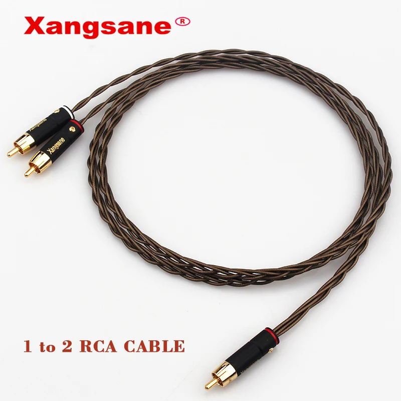 

Xangsane music ribbon fever hifi 1RCA to 2RCA speaker cable 1 to double lotus silver-plated audio cable