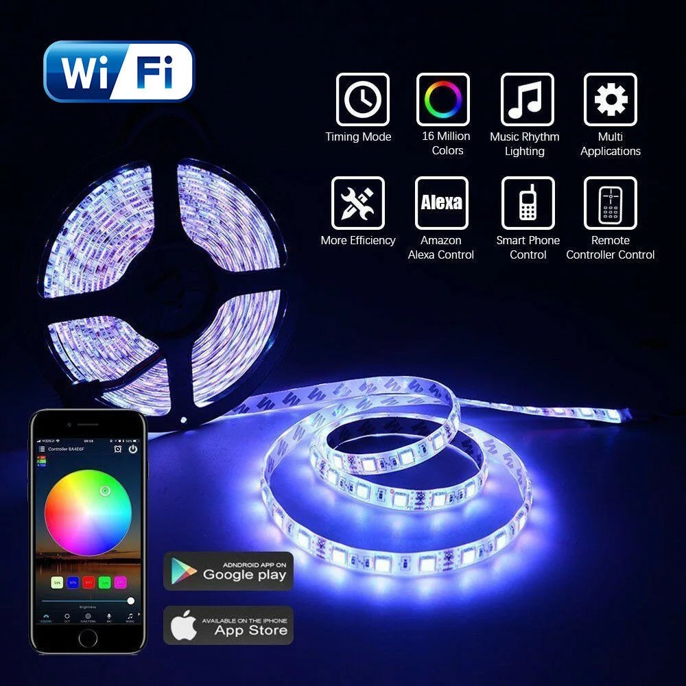 Водонепроницаемая светодиодная лента RGB SMD 5050 гибкая Fita светодиодсветильник 5 м