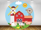 Круглый круглый фон с изображением животных фермы Детский праздник день рождения Декор Конфеты стол Баннер ткань YY-276
