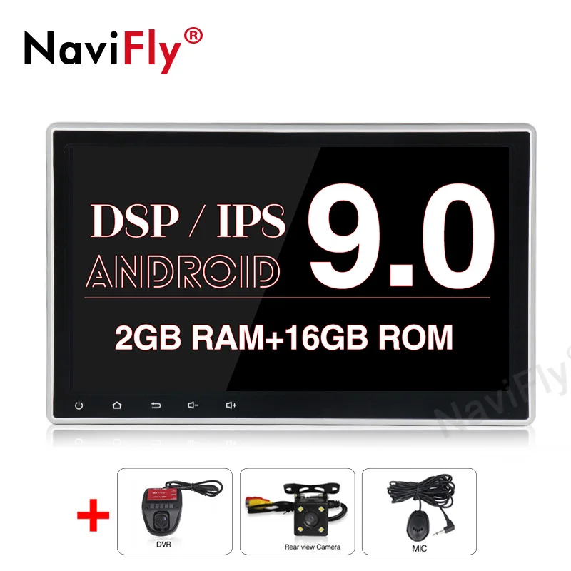 2G-16GB- camera DVR Ips вращающийся экран DSP 2 din 10,2" Android 9,0 автомобильный Радио gps навигация Универсальный мультимедийный стерео плеер wifi BT HD без DVD - Цвет: 2G-16GB- camera DVR