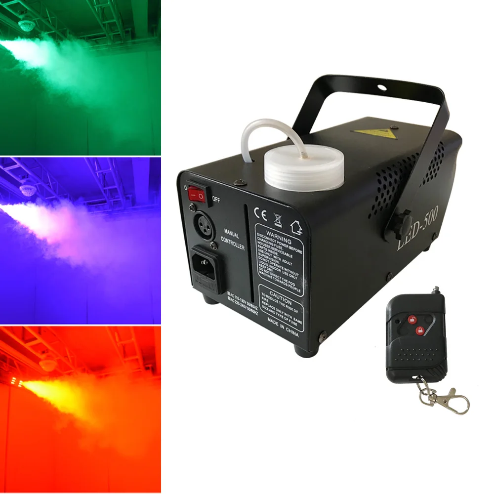 Upgrade version LED-500 Fog machine wireless control 500W DJ party stage light RGB color select disco home party smoke machine