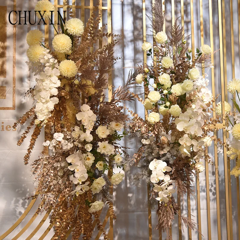 Золотая серия свадебное украшение искусственные цветы пластиковые шелковые