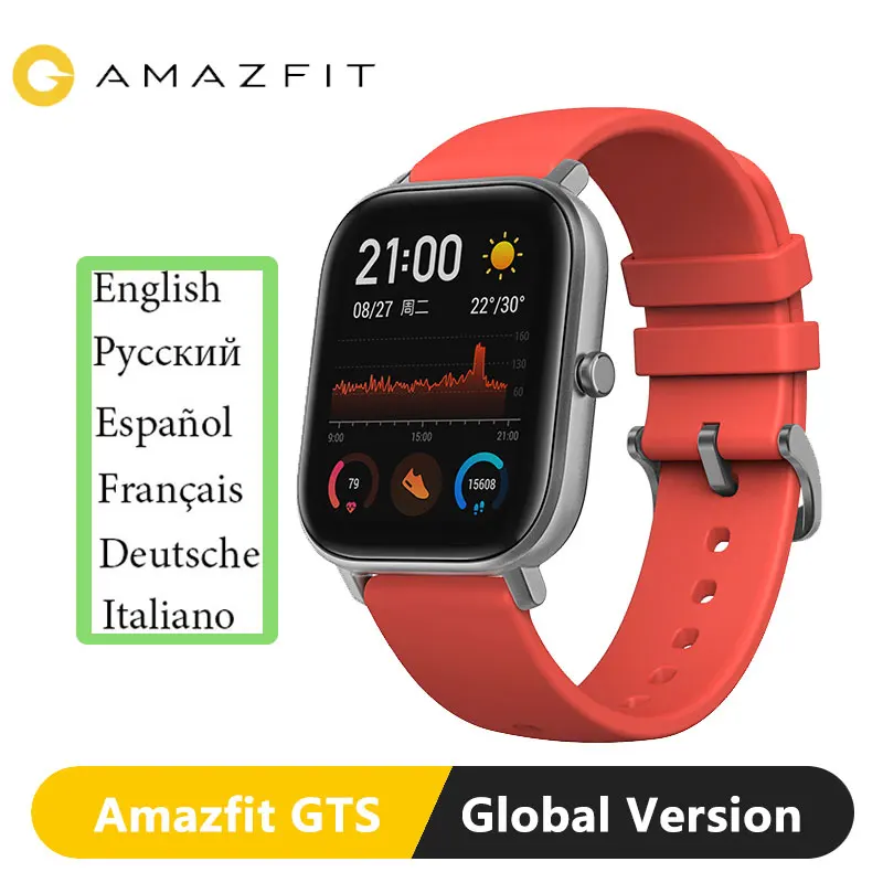 Candy Red Глобальная версия Amazfit GTS Смарт-часы 5ATM водонепроницаемые плавательные умные часы 14 дней батарея управление музыкой для телефона Xiaomi IOS - Цвет: Candy Red