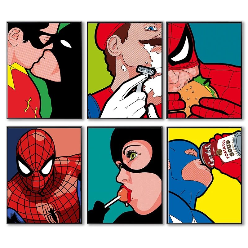 

Canvas painting Disney superhero Spiderman Iron Man classic movie anime poster living room decoration and printing home decorati
