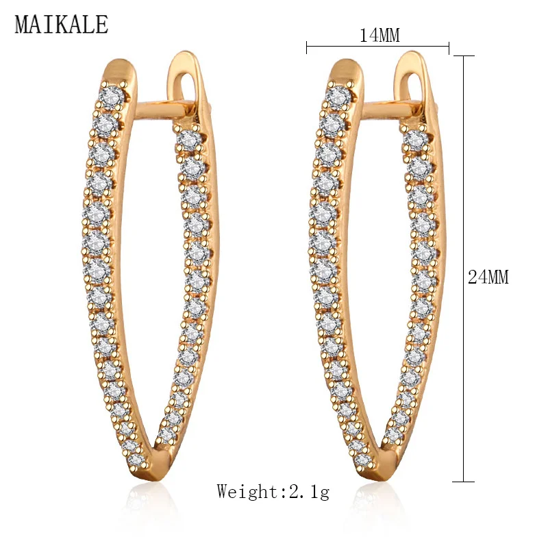 MAIKALE, трендовые серьги-гвоздики для женщин, v-образная форма, металл AAA, кубический цирконий, циркониевый зажим, серьги, новые модные ювелирные изделия, Brincos Bijoux