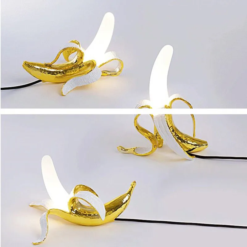 

Italy Banana Night lights Modern Living Room Glass Led Table Lamps Bedroom Bedside desk lamp Home Decor Lighting Fixture