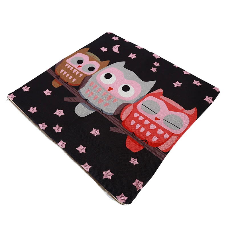 Cute Cartoon Living Room Sofa Pillow Case Creative Smile Owl Digital Print Soft Comfort Cushion Cover | Дом и сад