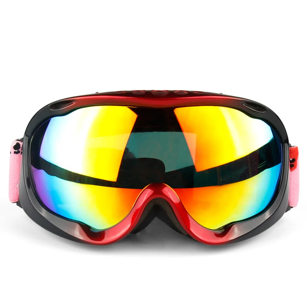 Red Black--red lens DMAR лыжные очки сферические Анти-туман защита двухслойные теплые большие линзы очки для женщин и детей мужские зимние сноубордические очки - Цвет: Red Black--red lens