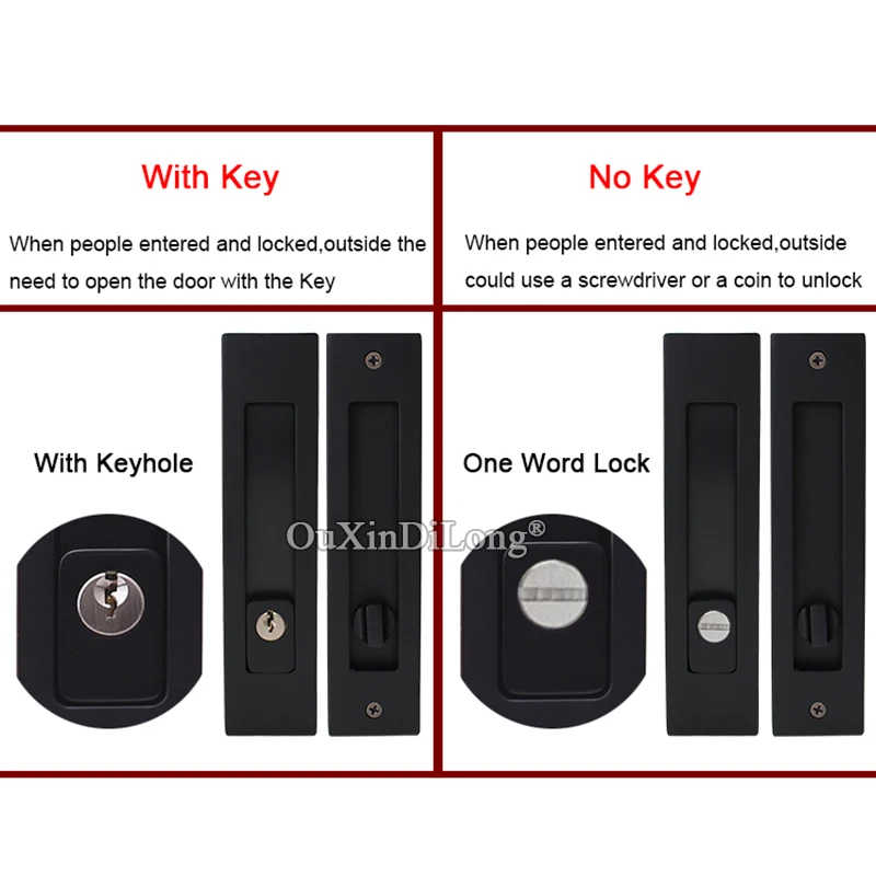 

Brand New Recessed Hidden Sliding Pocket Door Locks for Wooden Swing Door Folding Door Hook Lock Set With Key / No Key