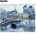 Полноразмерная или круглая алмазная живопись 5D Рождественский Снежный дом пейзаж Алмазная вышивка крестиком украшения для дома
