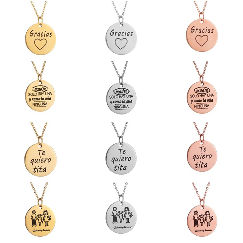 Персонализированная одежда для мамы папы и ожерелье из нержавеющей стали под